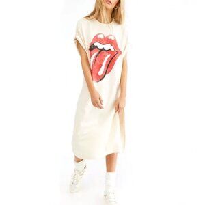 Daydreamer Rolling Stones '89 Tongue Lips T-shirt Dress Size L Large